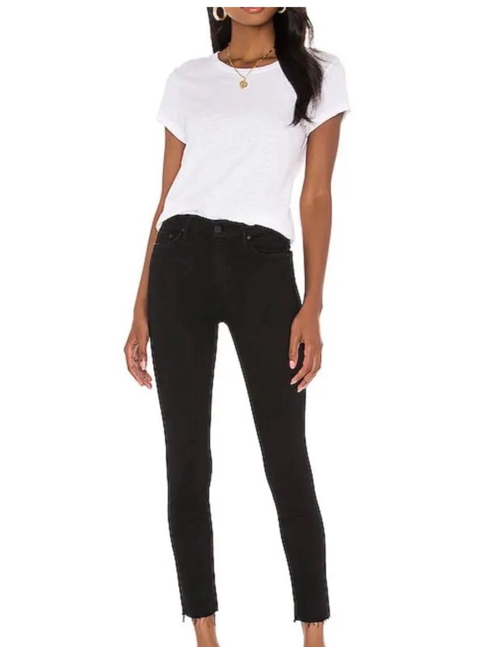 MOTHER Looker Ankle Fray in Girl Crush Black Jeans | Size 28